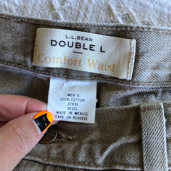 L.L.Bean Double L Comfort Waist Tan Jeans Men’s 37x32 Relaxed Fit Y2K Workwear - Picture 6 of 10